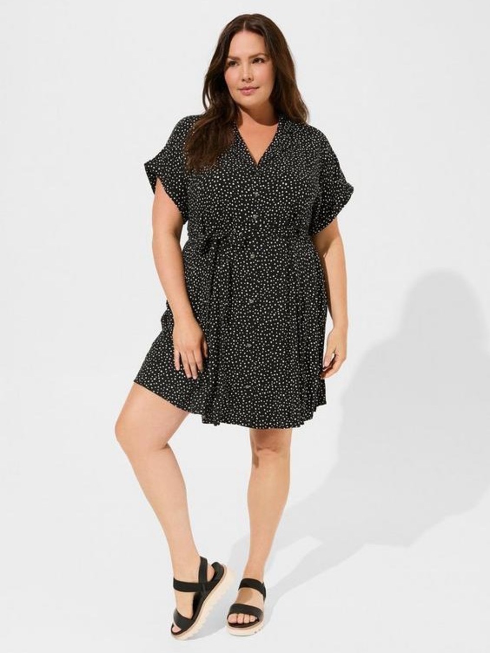 Torrid Rayon Slub Button-Front Collared Dress | 00X